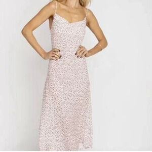 Endless Summer Berri Cherry White & Tan Cowl Neck spaghetti strap Slip Dress XS